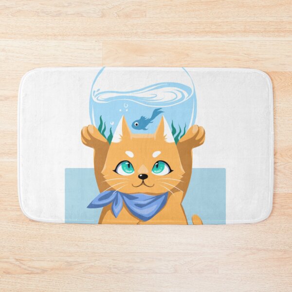 Item preview, Cute Orange Cat Holding Fish Bowl Kawaii Pet Graphic designed and sold by MutzelArts.