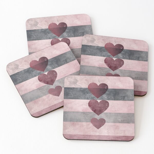 Item preview, Abstract Red Hearts Wall Art Neutral Striped Background designed and sold by NarjaShop.