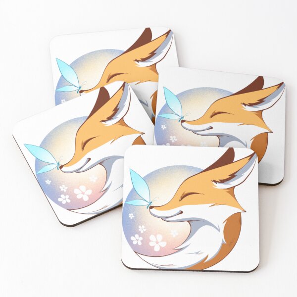Item preview, Happy Fox And Glowing Blue Butterfly Dreamy Forest Art designed and sold by MutzelArts.