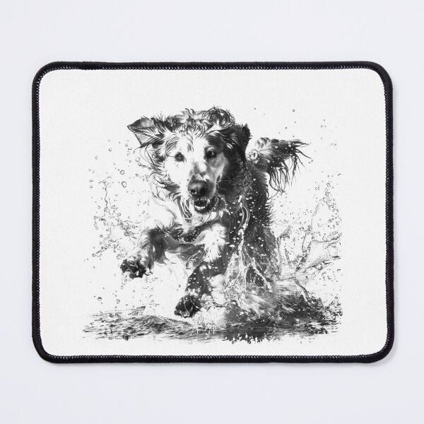 Item preview, Running Dog Splash Black and White Dynamic Animal Art designed and sold by inkoutninja.