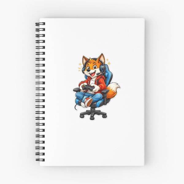 Item preview, A cheerful cartoon fox sits on a chair playing video games with a controller, showing an excited expression. The vibrant colors and fun sticker style create an energetic and playful vibe. designed and sold by redouanestudio.
