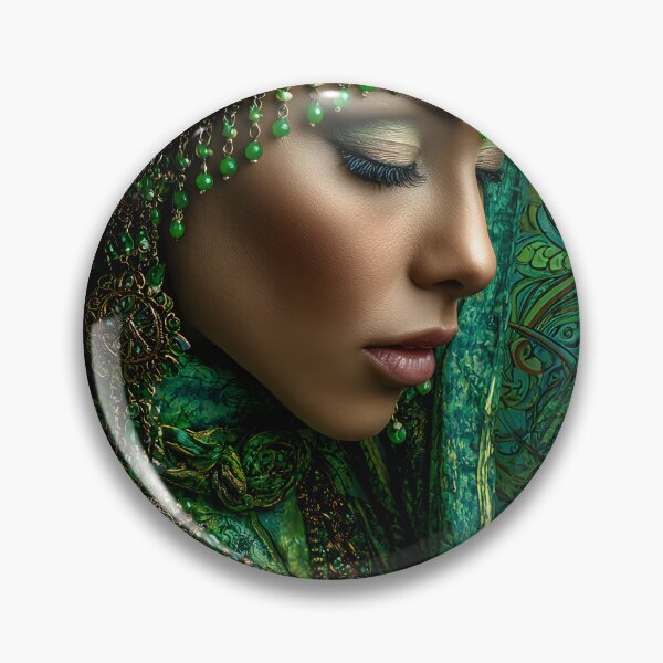 Item preview, Elegant Green-Hued Portrait in Artistic Style designed and sold by Artessie.