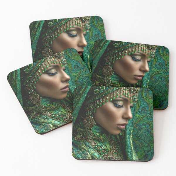 Item preview, Elegant Green-Hued Portrait in Artistic Style designed and sold by Artessie.