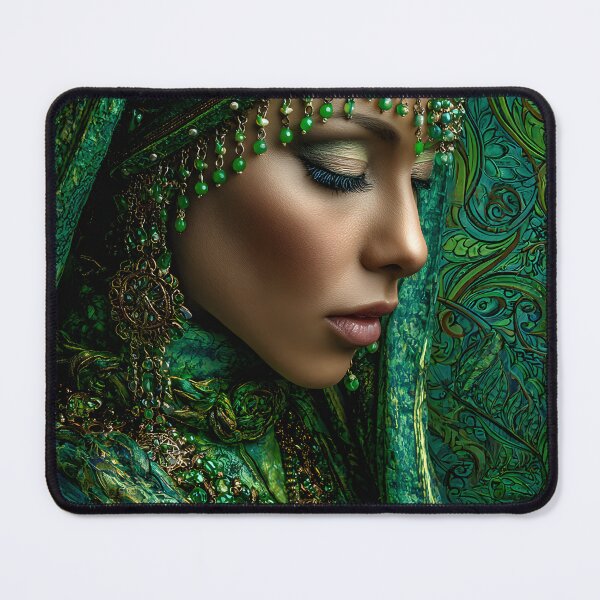 Item preview, Elegant Green-Hued Portrait in Artistic Style designed and sold by Artessie.