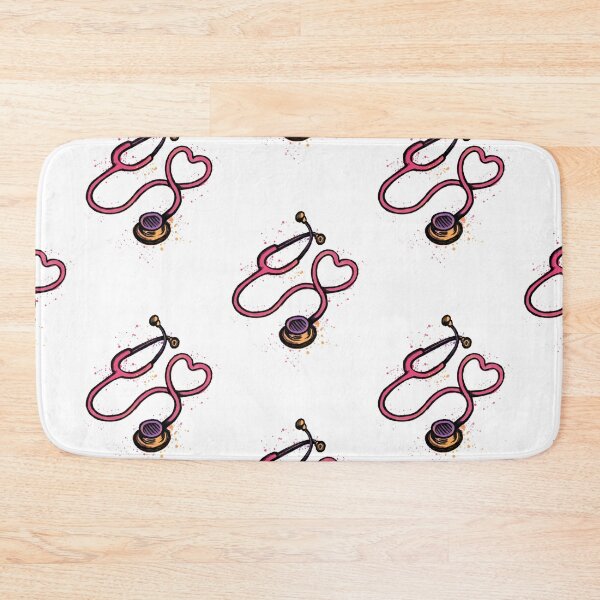 Item preview, Stethoscope with heart, medical symbol for doctors and healthcare workers, purple and pink watercolor designed and sold by Drawmecute.