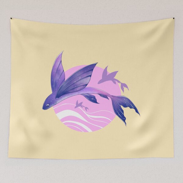 Item preview, Fantasy Galaxy Flying Fish Pastel Pink Moon designed and sold by RamneekFraty.