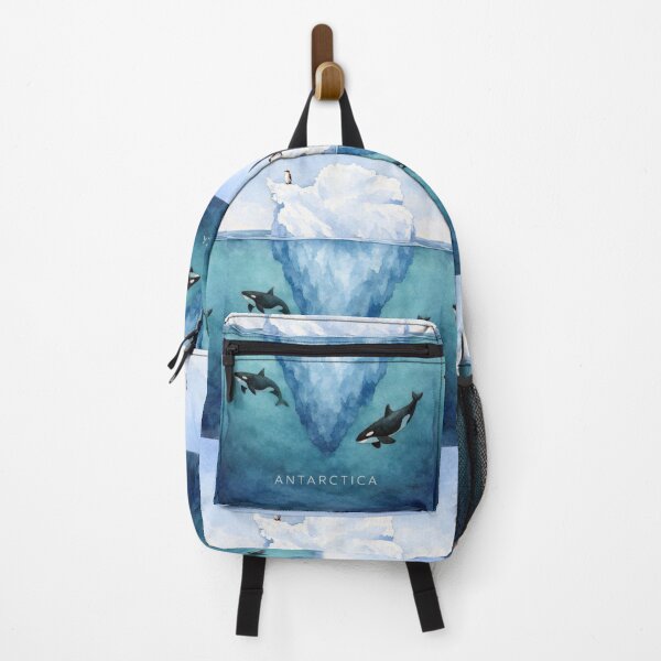 Item preview, Antarctica Iceberg Poster | Polar Wildlife Illustration with Orcas & Penguin | Minimalist Ocean Wall Art designed and sold by Witsprings.