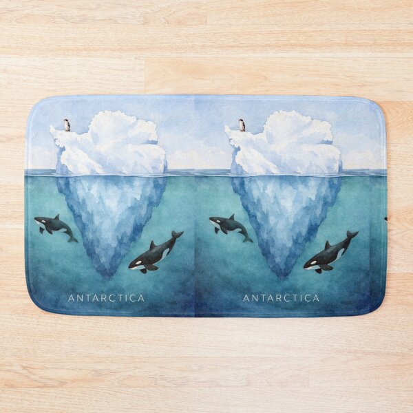 Item preview, Antarctica Iceberg Poster | Polar Wildlife Illustration with Orcas & Penguin | Minimalist Ocean Wall Art designed and sold by Witsprings.