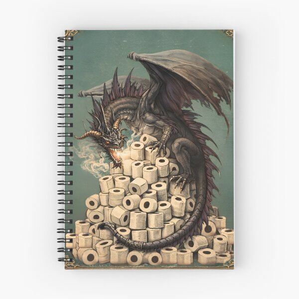 Aperçu de l'œuvre Humour de salle de bain : Le dragon collectionneur de papier toilette créée et vendue par DungeonAtelier.