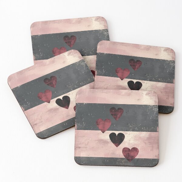 Item preview, Abstract Red Hearts Wall Art Neutral Striped Background designed and sold by NarjaShop.