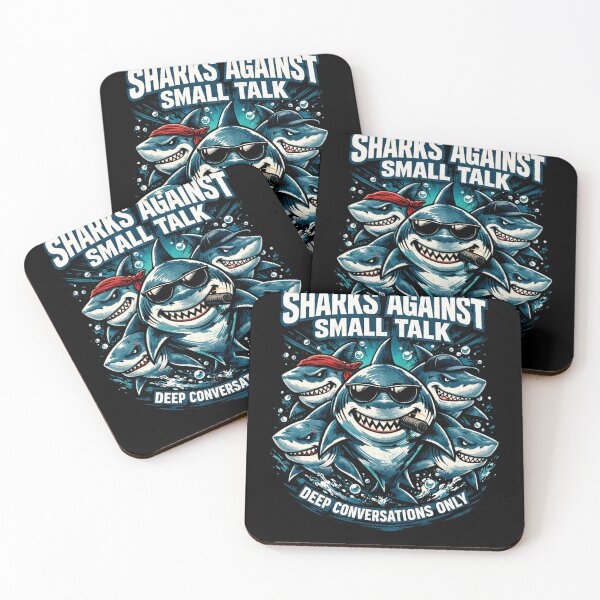 Item preview, Sharks Against Small Talk Deep Conversations Only Introvert Personality Sarcastic Humor designed and sold by Pawsome Quotes.