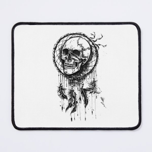 Item preview, Skull Dreamcatcher Black and White Gothic Boho Art designed and sold by inkoutninja.