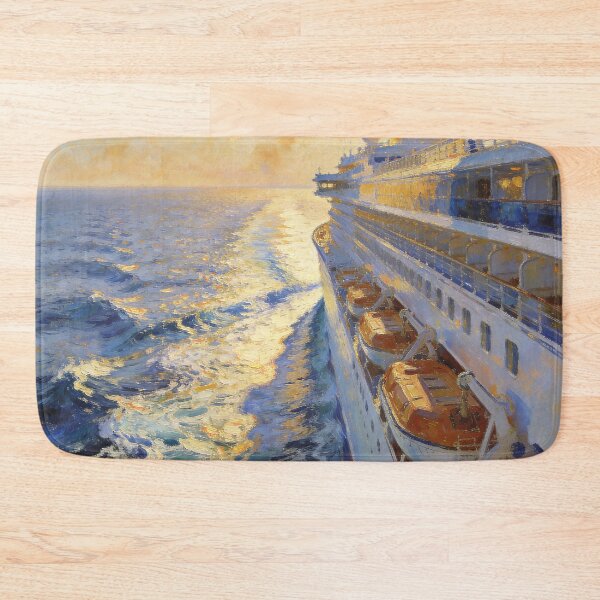 Item preview, Beautiful Ship Deck View Painting, People Relaxing on Luxury Cruise in Impressionism Style designed and sold by BlareBlare.