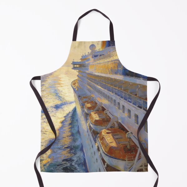 Item preview, Beautiful Ship Deck View Painting, People Relaxing on Luxury Cruise in Impressionism Style designed and sold by BlareBlare.