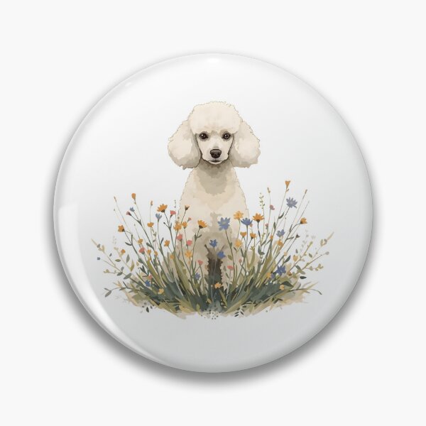 Item preview, White poodle and wildflowers designed and sold by uunaa.