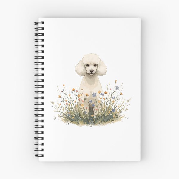 Item preview, White poodle and wildflowers designed and sold by uunaa.