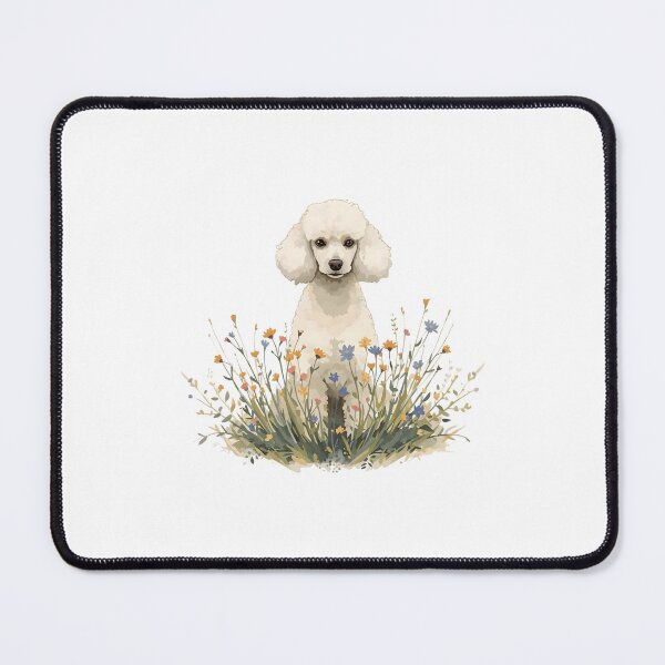 Item preview, White poodle and wildflowers designed and sold by uunaa.