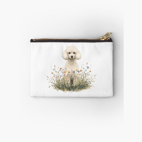 Item preview, White poodle and wildflowers designed and sold by uunaa.