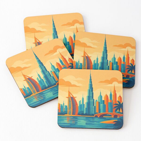 Item preview, Modern Desert City Skyline Sunset | Futuristic Middle East Inspired Illustration designed and sold by ArtoryNest.