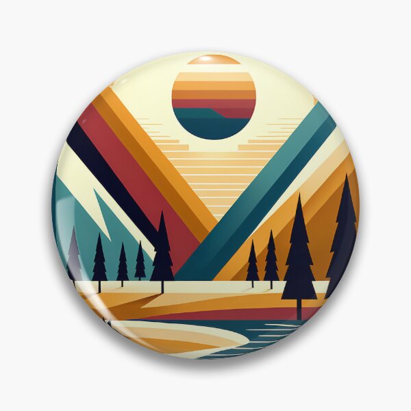 Item preview, Geometric Mountain Peaks with Fox and Sunset designed and sold by InkSmithery.