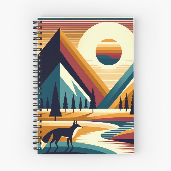 Item preview, Geometric Mountain Peaks with Fox and Sunset designed and sold by InkSmithery.