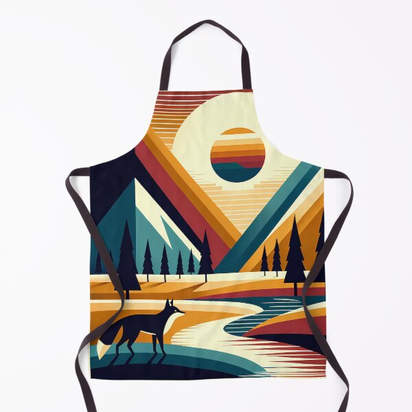 Item preview, Geometric Mountain Peaks with Fox and Sunset designed and sold by InkSmithery.