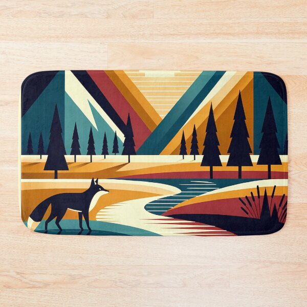 Item preview, Geometric Mountain Peaks with Fox and Sunset designed and sold by InkSmithery.
