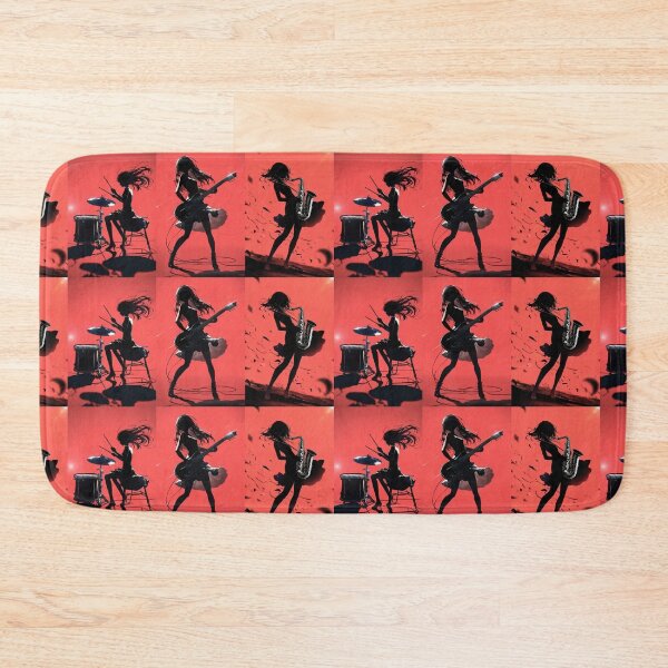 Item preview, Rock Band Silhouette Girls – Music Aesthetic Guitar Drum Saxophone Art designed and sold by EchoWave11.