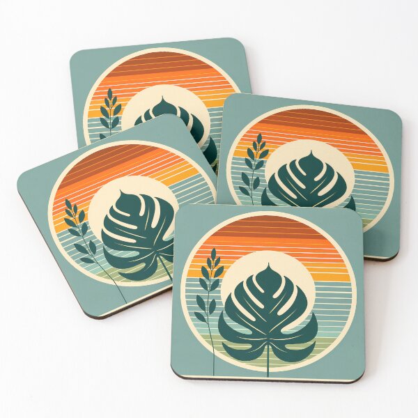 Item preview, Retro Monstera Leaf Sunset designed and sold by InkSmithery.