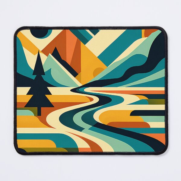Item preview, Geometric Mountain River Landscape designed and sold by InkSmithery.