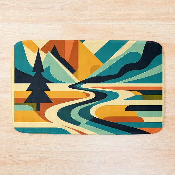 Item preview, Geometric Mountain River Landscape designed and sold by InkSmithery.