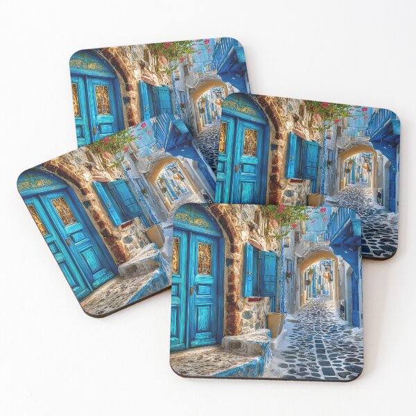 Item preview, Charming Blue and Stone Street in a Coastal Village designed and sold by Artessie.