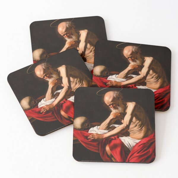 Item preview, Saint Jerome Meditation Caravaggio Baroque Religious Painting Print designed and sold by TheSoulOfArt.
