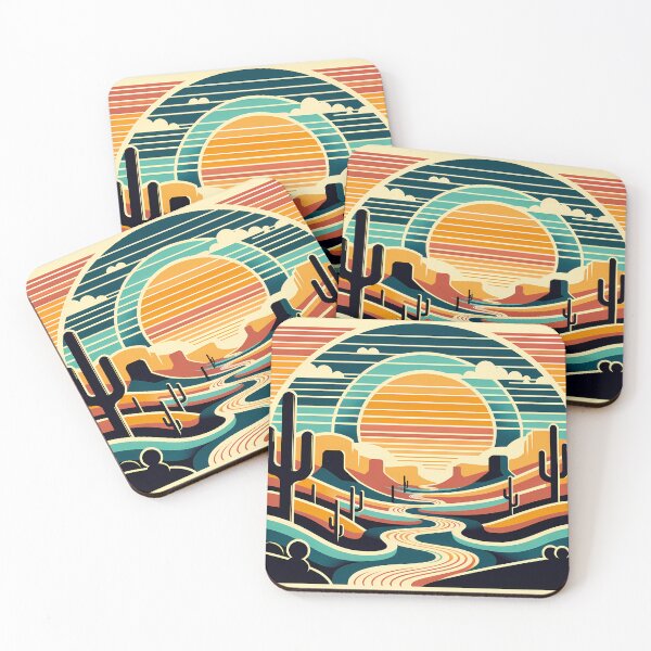 Item preview, Geometric Desert Sunset with Cacti designed and sold by InkSmithery.
