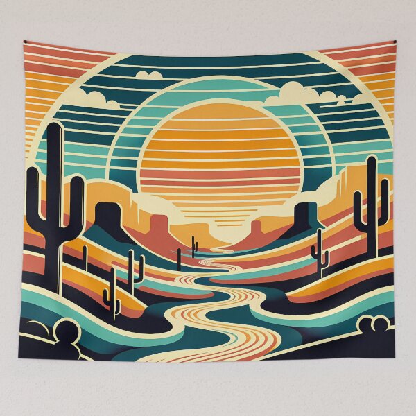 Item preview, Geometric Desert Sunset with Cacti designed and sold by InkSmithery.