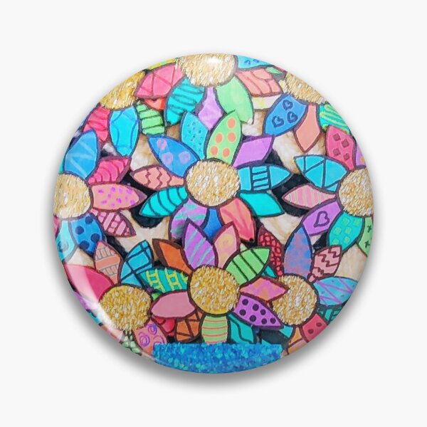 Item preview, Geometric abstract flowers in vase designed and sold by AHillierArt.