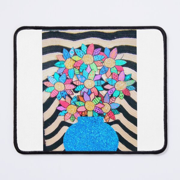 Item preview, Geometric abstract flowers in vase designed and sold by AHillierArt.