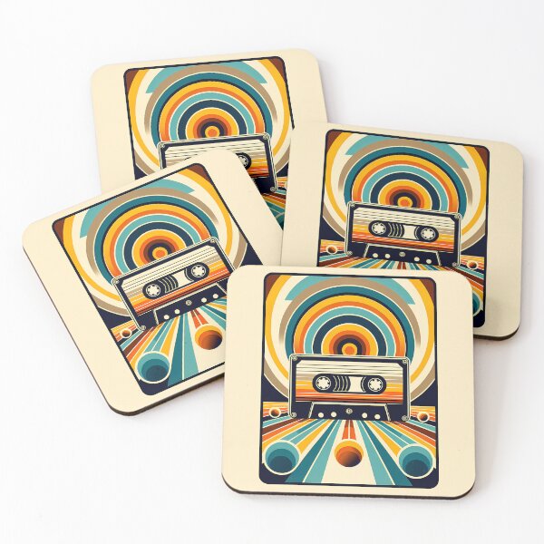 Item preview, Retro cassette with geometric rainbow lines designed and sold by InkSmithery.