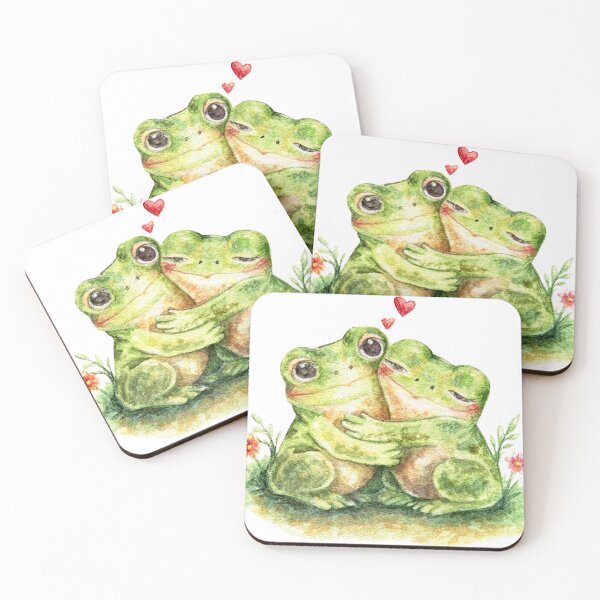 Item preview, Cute Frogs Hugging Love watercolor Illustration designed and sold by AlisaArtDecor.
