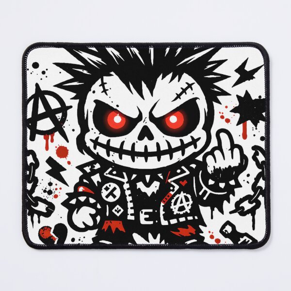 Item preview, Eskorbuto Punk Skull Mascot – Cute Angry Horror Punk Sticker, Grunge Anarchy Cartoon Skeleton, Red Black Underground Punk Art designed and sold by Dreamteeworks.