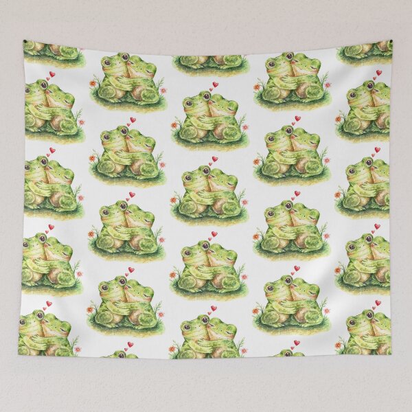 Item preview, Cute Frogs Hugging Love watercolor Illustration designed and sold by AlisaArtDecor.
