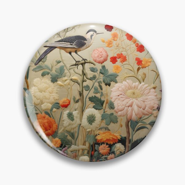 Item preview, Silk Floral Naturalistic Wild Flowers Birdy Carpet designed and sold by GrinGalore.