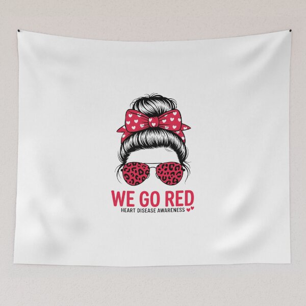 Item preview, Go Red Messy Bun Women In February Heart Disease Awareness designed and sold by IdunayaStore.