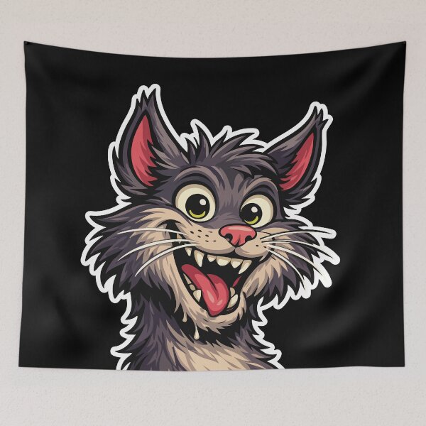 Item preview, Crazy Cartoon cat Face. Funny cat character Illustration designed and sold by Stef Ringoot, cartoons and illustrations.