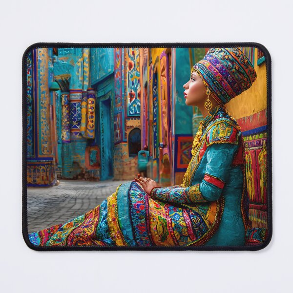 Item preview, Colorful traditional attire in vibrant alleyway scene designed and sold by Artessie.