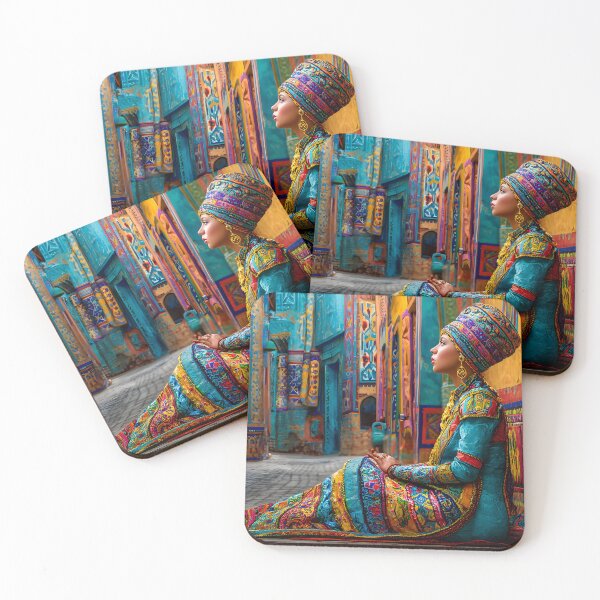 Item preview, Colorful traditional attire in vibrant alleyway scene designed and sold by Artessie.