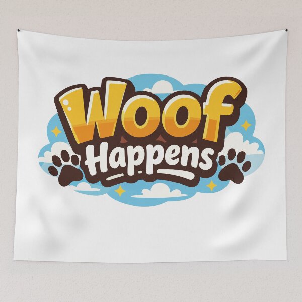 Item preview, Woof Happens Funny Dog Pun Typography designed and sold by BestChoiceService.