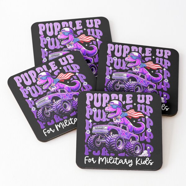 Item preview, Purple Up for Military Kids Military Child Month Dinosaur Truck designed and sold by BlightedArt.