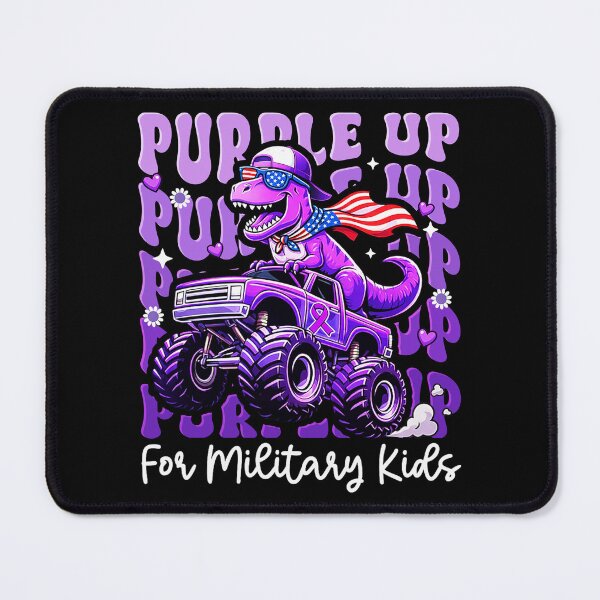 Item preview, Purple Up for Military Kids Military Child Month Dinosaur Truck designed and sold by BlightedArt.