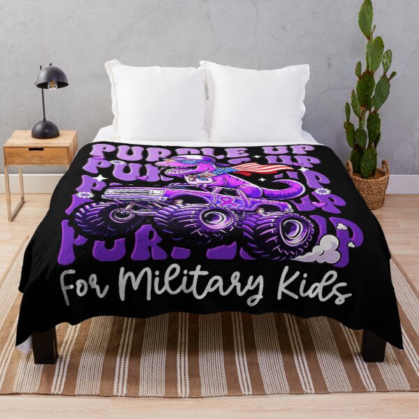 Item preview, Purple Up for Military Kids Military Child Month Dinosaur Truck designed and sold by BlightedArt.